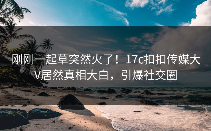 刚刚一起草突然火了！17c扣扣传媒大V居然真相大白，引爆社交圈